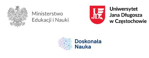 Logo: Ministerstwa Nauki i Szkolnictwa Wyższego, Uniwersytetu Jana Długosza oraz programu Doskonała Nauka